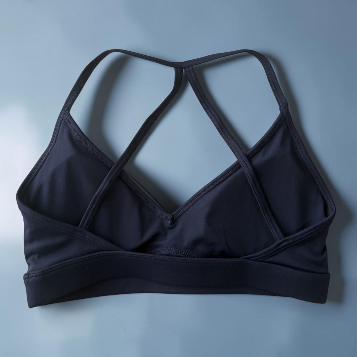Blue V Neck Scrunch Bra