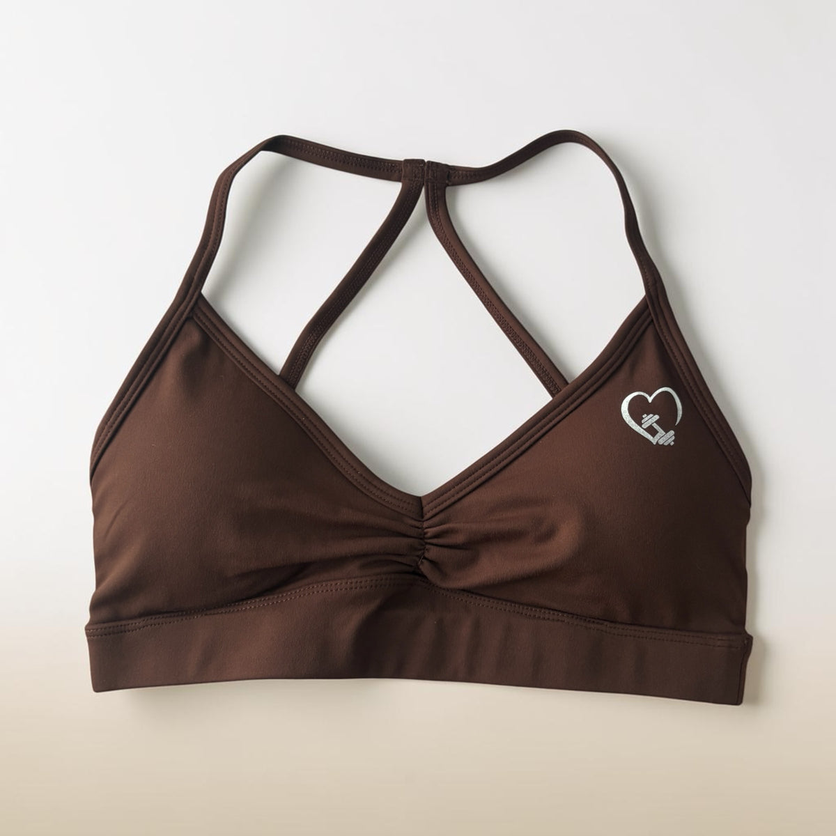 Coffee V Neck Scrunch Bra