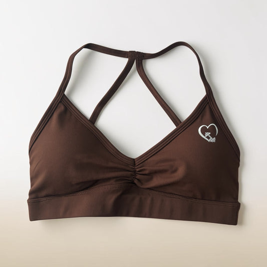 Coffee V Neck Scrunch Bra