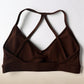 Coffee V Neck Scrunch Bra