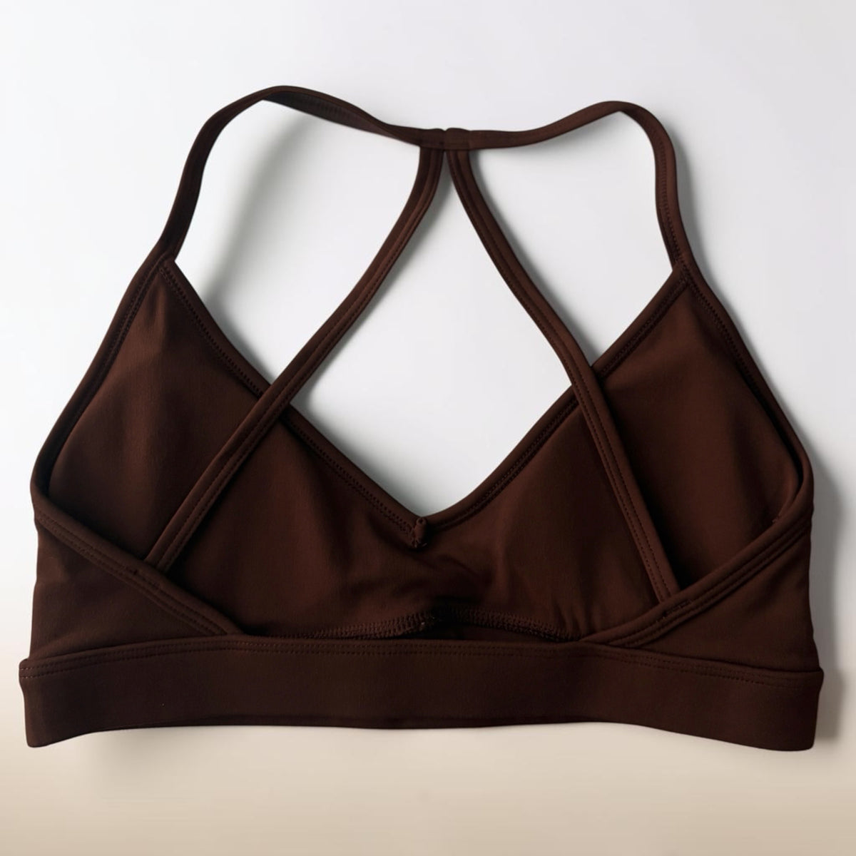 Coffee V Neck Scrunch Bra