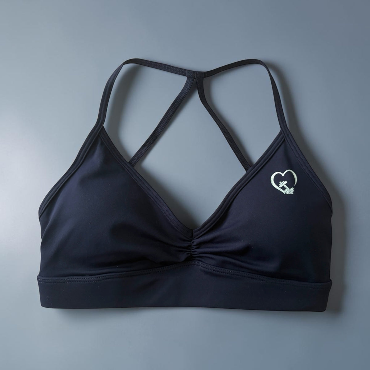 Blue V Neck Scrunch Bra