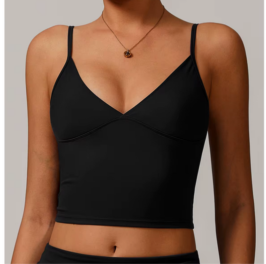 Black Active V Neck Top